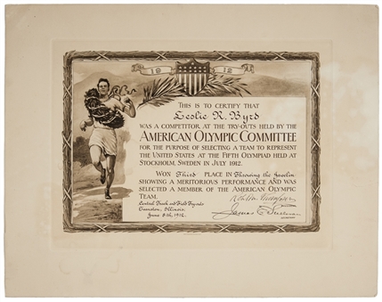 1912 Leslie Richard Byrd Olympic Trials Diploma